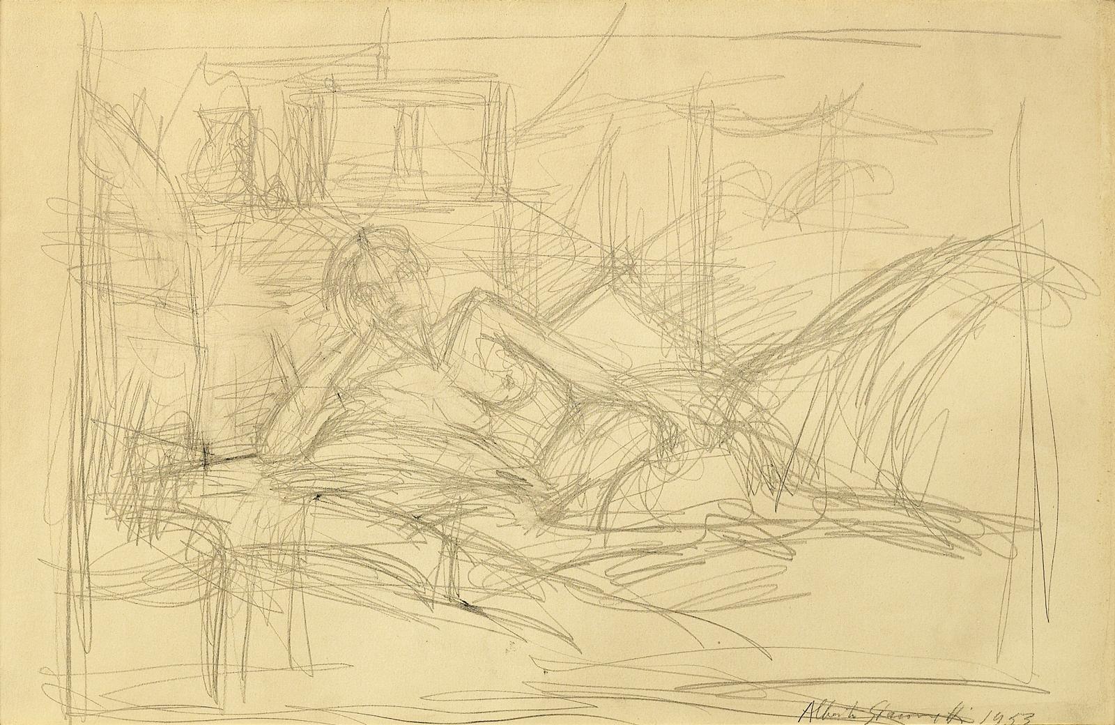 Alberto Giacometti - Nu tendu dans un lit (Annette dans la chambre, rue Hippolyte-Maindron), 1953